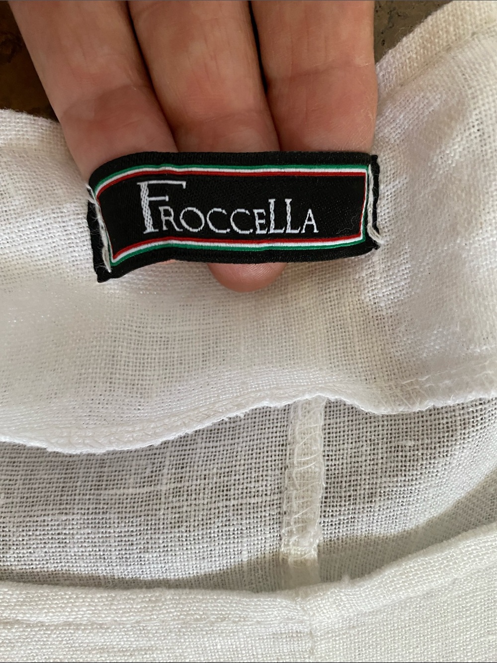 White Linen Sleeveless Tie-Pocket Hankerchief Dress by Froccella - Picture 10 of 10